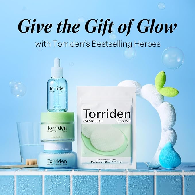 Torriden Softly Hydration Heroes DIVE IN Serum 1.69 fl.oz.+DIVE IN Soothing Cream 3.38 fl.oz+BALANCEFUL Cream 2.70 fl.oz.+BALANCEFUL Toner Pad 10 sheets | Korean Skincare Set for Hydration & Calming