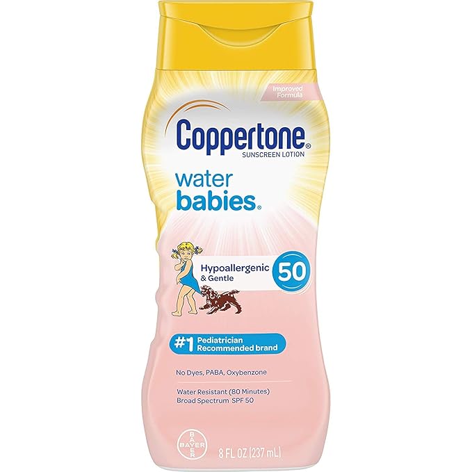 Coppertone Waterbabies Aloe & Vitamin-E Lotion SPF 50, 8 oz, 2-Pack