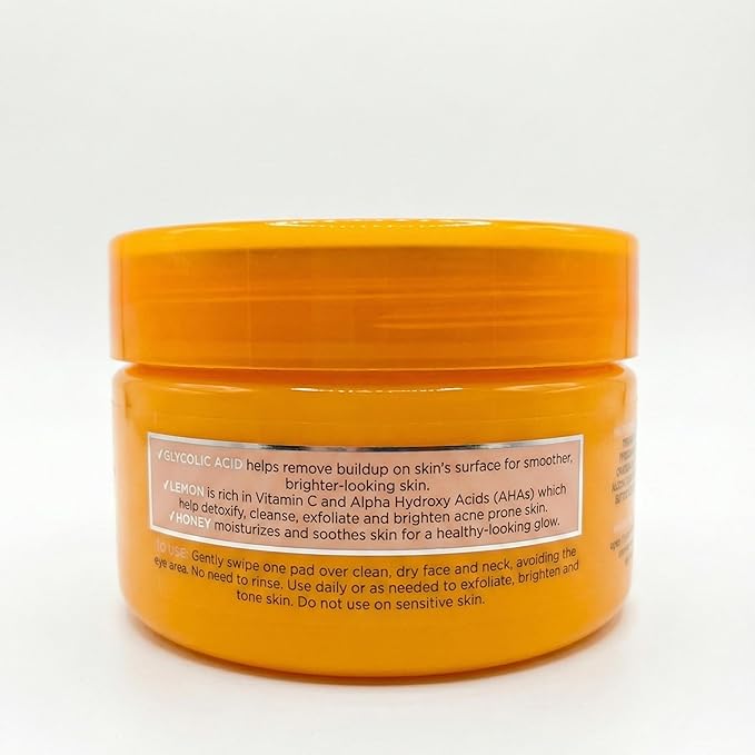 Global Beauty Care Vitamin C Toner Pads - Exfoliating Toner Pads for Face with Glycolic Acid, Lemon & Honey, Helps Even Skin Tone & Glow, Dual Textured Facial Pads, 40ct (1-Pack)