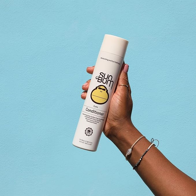 Sun Bum Curls Conditioner - Moisturizing Hair Treatment for Wavy and Curly Hair - Frizz Free Finish - Enrich with Coconut Oil and Seaweed Protein - UV Protecting - Vegan and Cruelty Free - 10 oz