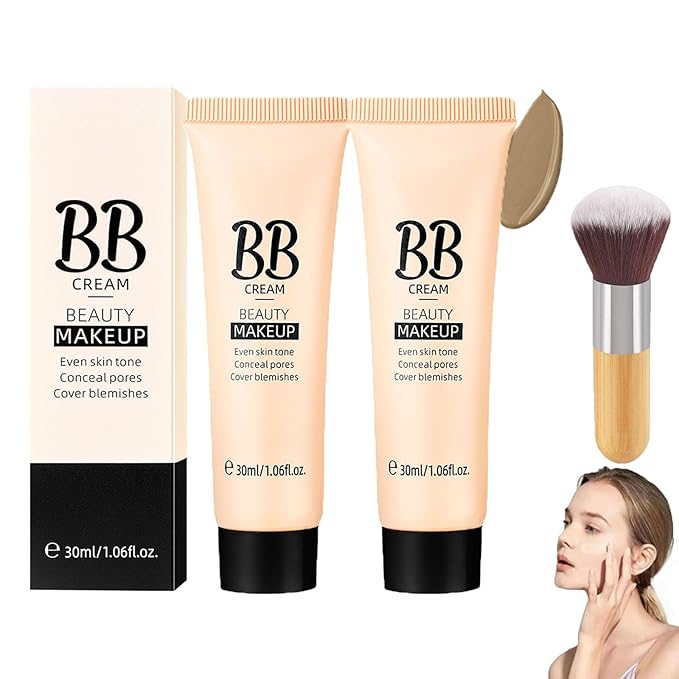 Concealer Hydrating BB Cream, BB Tinted Care Primer With Brush, Color Correcting Creams Beauty Makeup Full-Coverage Foundation & Concealer, Lightweight Fit Face Skin (#360 Deep, 1.06 oz)