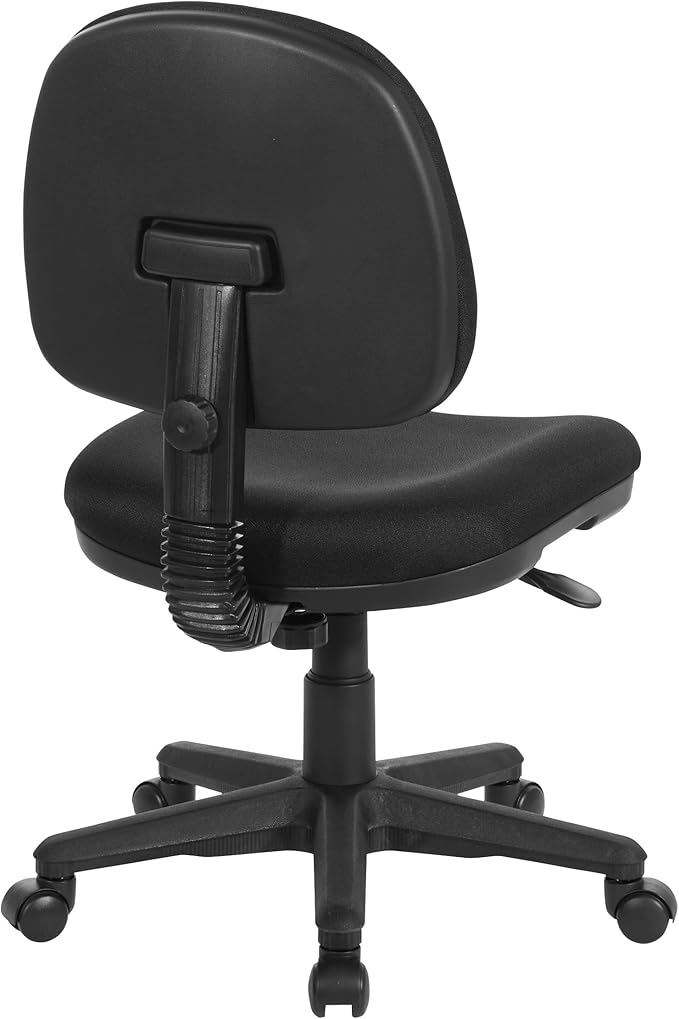 Office Star Pneumatic Sculptured Office Task Chair with Thick Padded Seat and Built-in Lumbar Support, Black