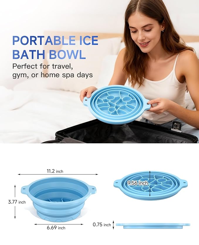 Face Ice Bath Bowl - Silicone Cold Plunge Tub for Facial Therapy & Skin Care, Collapsible Ice Basin with Built-in Ice Tray, Portable Ice Bowl for Face Dunking and Home Spa Use