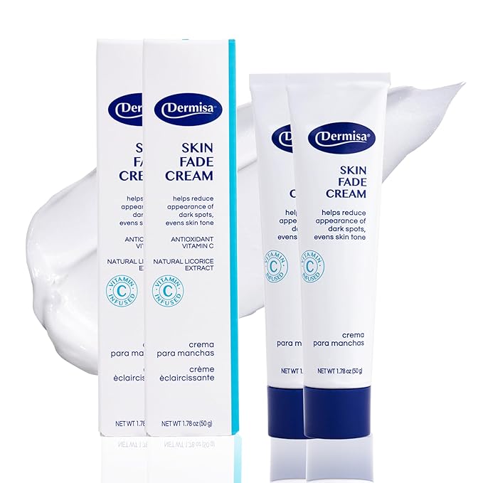 Dermisa Skin Fade Cream with Vitamin C, Licorice and Emblica - Dark Spot Corrector and Face Moisturizer for Sun Spots, Age Spots and Freckles - 1.78 Oz, Pack of 2