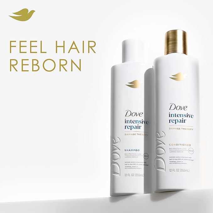Dove Conditioner Intensive Repair for Damaged Hair Bio-Protein Care Technology and Amino Serum 12 oz,(Pack of 8)