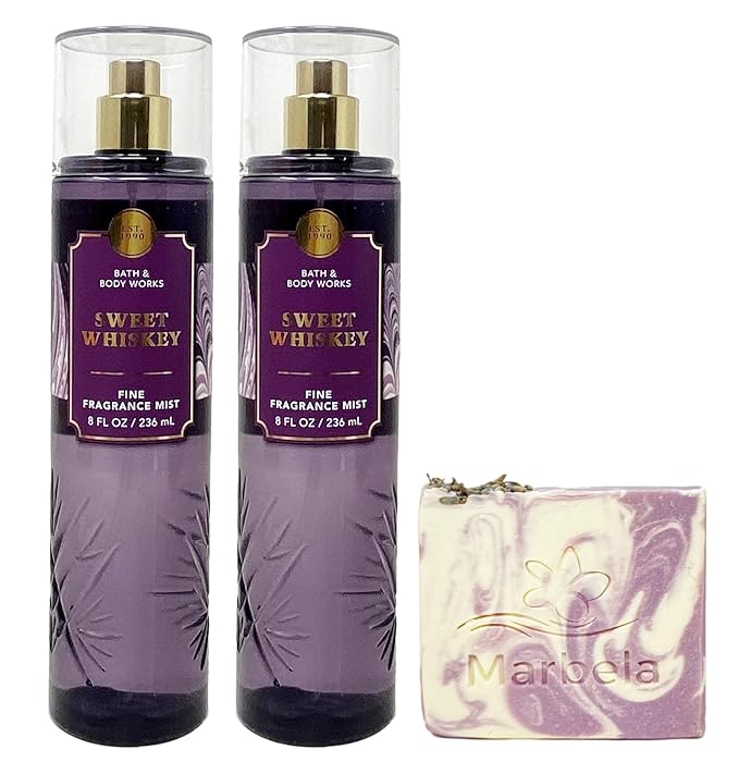 Bath & Body Works Sweet Whiskey 2 Pack Fragrance Mist Bundle with a Lavender Dream Bar Soap - Full Size