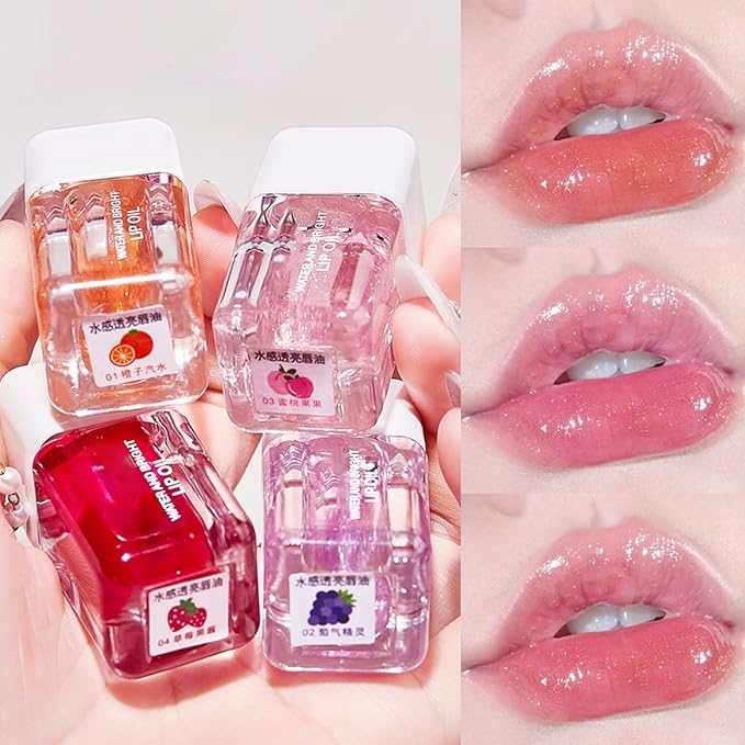 Teen Make up Basket Hydrating Lip Gel Vitamin E Clear Rosehip Oil Bubble Gum Cherry Strawberry Lip Filler Hydrating Cute Makeup Stuff