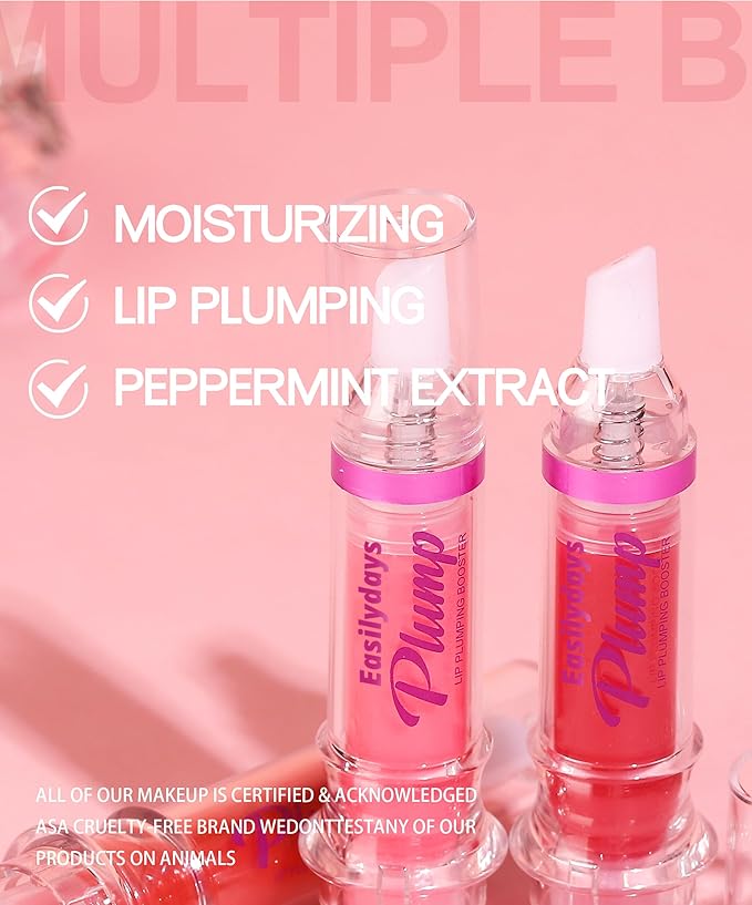 3 Colors Plump Gloss, Spicy Lip Plumping Booster Lip Glossy Lipstick, Hydrating, Volumizes, High-Shine, Fuller Mirror Lip Glaze, Plump &Pout Lip Plumper for Women Girls, Set #04,05,06