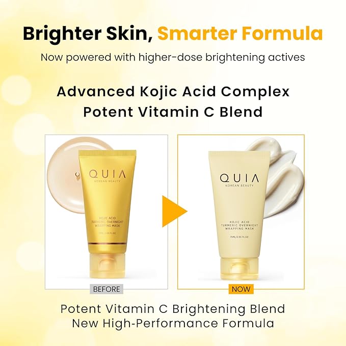 QUIA Turmeric + Kojic Acid Overnight Wrapping Mask – Hydration Mask for Glowing Skin – Evens Tone, Soothes Redness and Improves Skin Texture – Korean Skincare 75ML