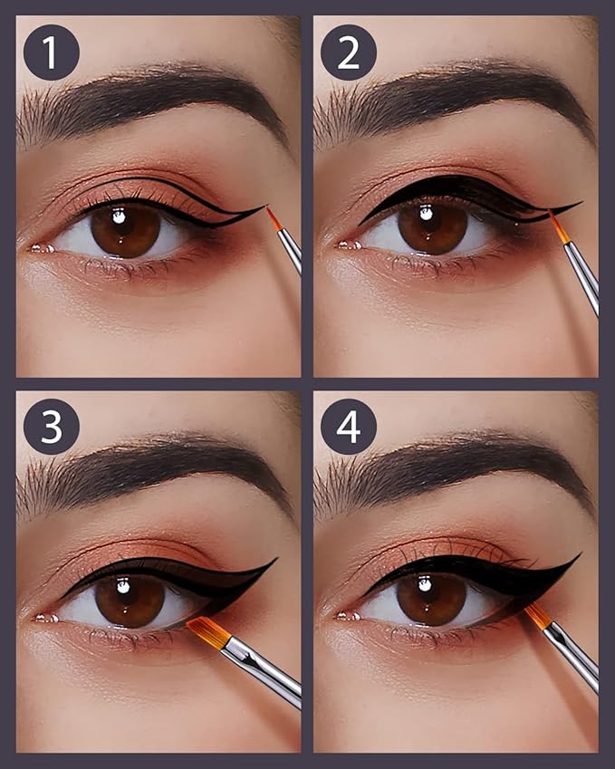 EIGSHOW Eyeliner Brush Set, Ultra Fine Gel Eyeliner Brush for Precision Eye Liner, Eyebrow Filling, Face Painting, 4 Pieces