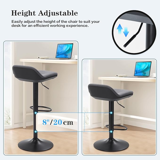 IWMH Standing Desk Stool, Height Adjustable Standing Desk Chair, Ergonomic Sit Stand Stool with Footrest, 360° Swivel Leaning Stools for Office Home (Grey)
