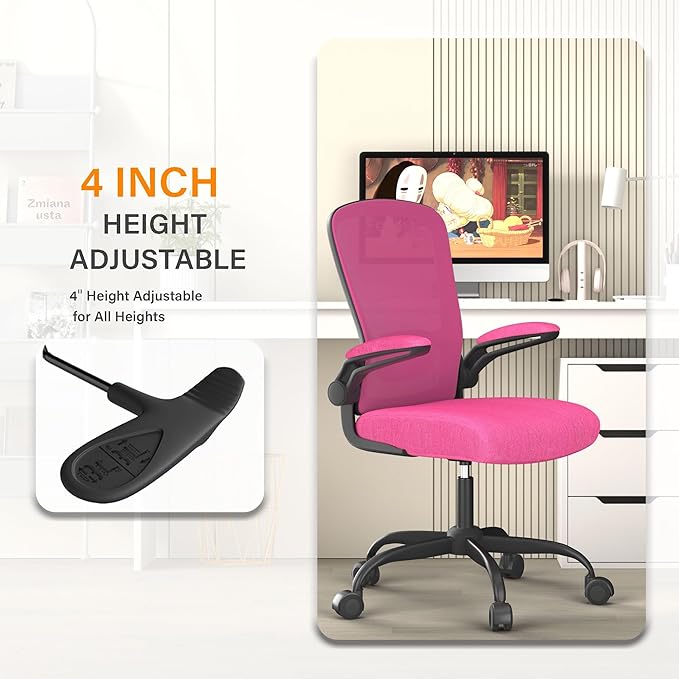 Mimoglad Home Office Desk Chair (Modern, Rose-Carmine)