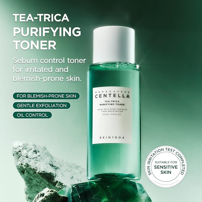 SKIN1004 Tea-Trica Purifying Toner, Korean Toner with Tea Tree & BHA, Centella Toner for Oil Balance & Hydration, Lightweight Astringent for Soothing & Refreshing, Korean Skin Care, 7.10 fl.oz / 210ml
