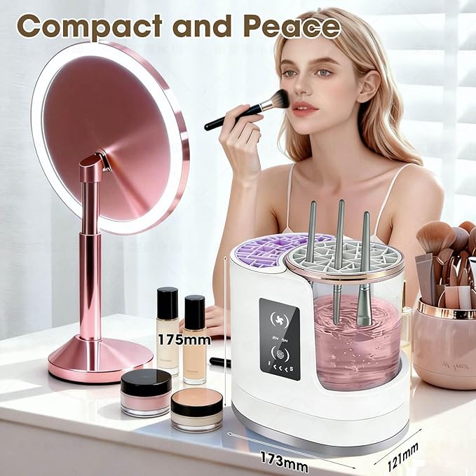 3 IN 1 Electric Makeup Brush Cleaner Machine，Automatic Makeup Brush Cleaner with Cleaning Drying and Storage for All Size Cosmetic Brushes Gifts for Cosmetic Lovers