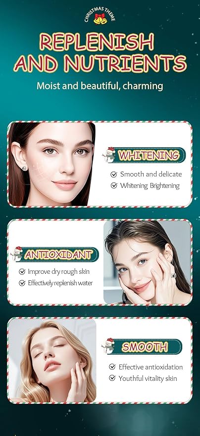 Christmas Skincare Kit Gift 6 Pcs with Facial Cleanser, Sleeping Mask, Lotion, Face Cream, Eye Cream, Toner Moisturizing & Nourishing Skin For Women Teen Girls Pomegranate Extract (Pomegranate)