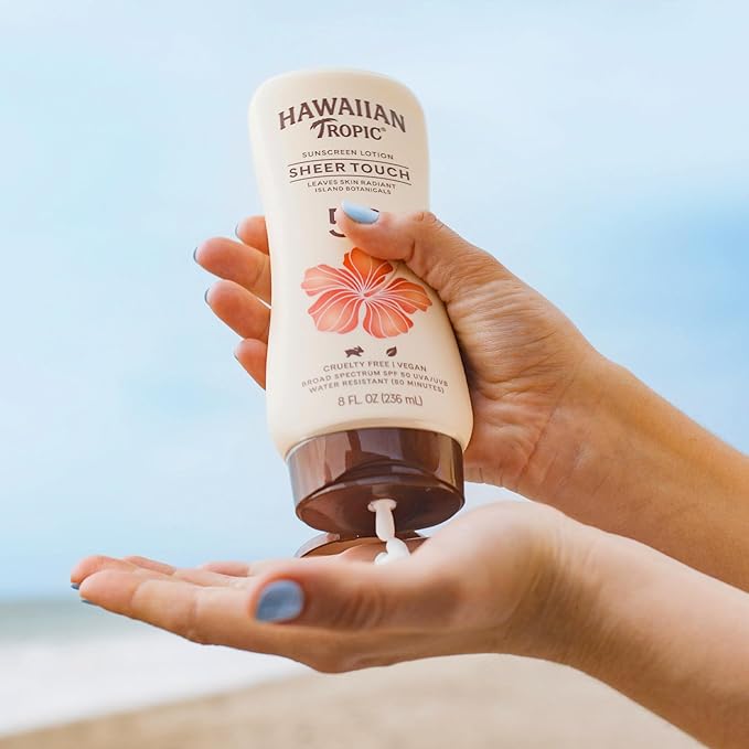 Hawaiian Tropic Sheer Touch Lotion Sunscreen SPF 70,8 Fl Oz | Broad Spectrum,Oxybenzone Free,Sunblock Lotion,Hawaiian Tropic Sunscreen SPF 70,8 Fl Oz,(Pack of 12)