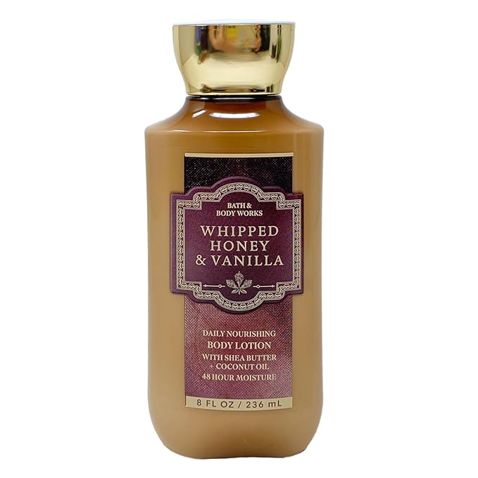 Bath & Body Works Whipped Honey & Vanilla 3 Pack Body Lotion Bundle with a Creamy Rose Bar Soap - Full Size