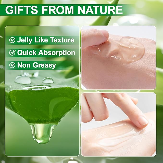 Erinde 10 Pack Aloe Vera Gel for Face, Hair & Body, 99% Pure Aloe Vera Gel for Sunburn Relief, After Sun Skin Care Relief, Skin Care Bulk Soothing Hydrating Aloe Gel Travel Size for All Skin Types