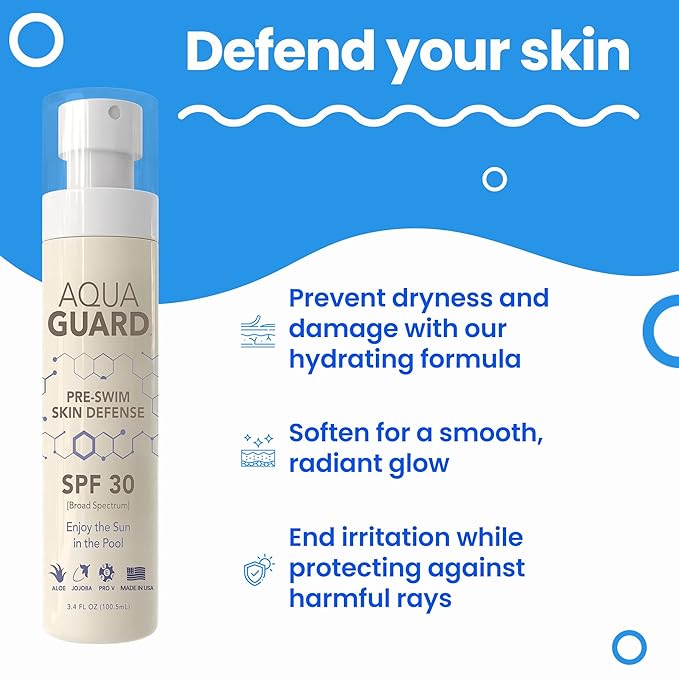 AQUA GUARD Beauty Pre-Swim Skin Defense | Prevents Dry, Itchy Skin | Protects from Pool Chemicals | Hydrating Formula | Made in California | Paraben, Phthalate & Gluten-Free