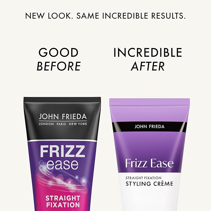 John Frieda Frizz Ease Straight Fixation Styling Crème, Straightens Frizzy Hair with Milk Protein & Almond Oil, Sleek & Frizz-Free, with ThermaGuard Heat Protection Against Damage, 5 Oz