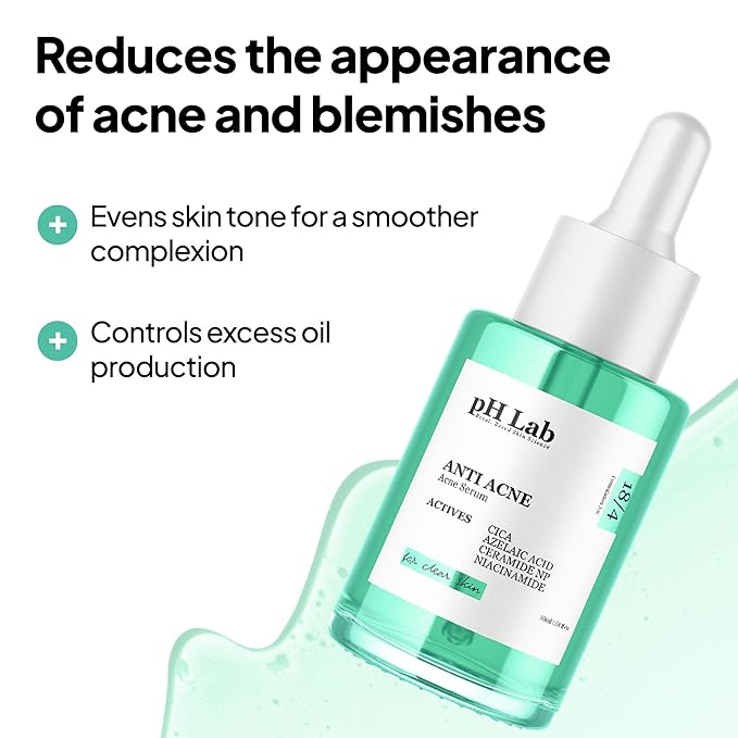 pH Lab Combination & Acne-Prone Skin Routine Set, Zero Pore Tightening Toner Pad, Anti Acne Serum with Azelaic Acid, Anti Redness Serum, Acne Cleansing Bar, Purifies and Soothes the Skin