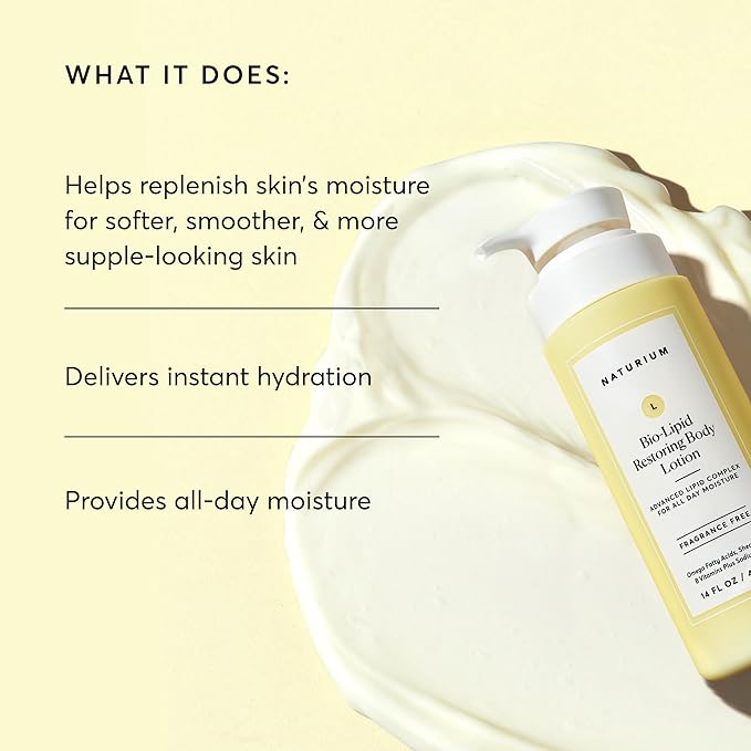 Naturium Bio-Lipid Restoring Moisturizing Body Lotion with Shea Butter, Fragrance Free, 14 oz