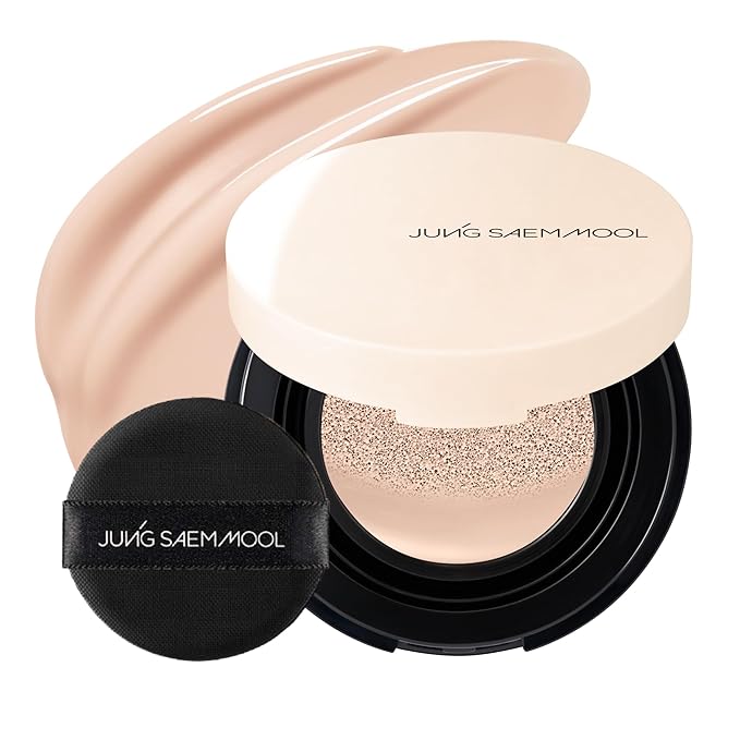 JUNG SAEM MOOL Essential Skin Nuder Cushion | Natural Finish, Buildable Coverage Cushion Foundation by Korean Makeup Artist (Mini, 0.17 Fl Oz), 19C Pink Light