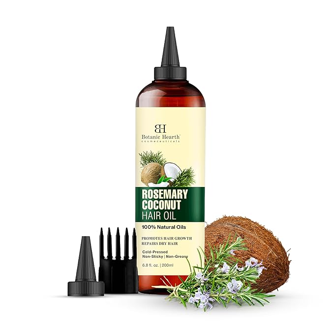 Botanic Hearth 100% Pure Rosemary Biotin Oil For Hair Growth & Hair Treatment Oils 6.7 Fl oz | Infused with coconut Oil | Hair Oil Repairs Dry Damaged Hair, Strengthening, Healthier | All Hair Types
