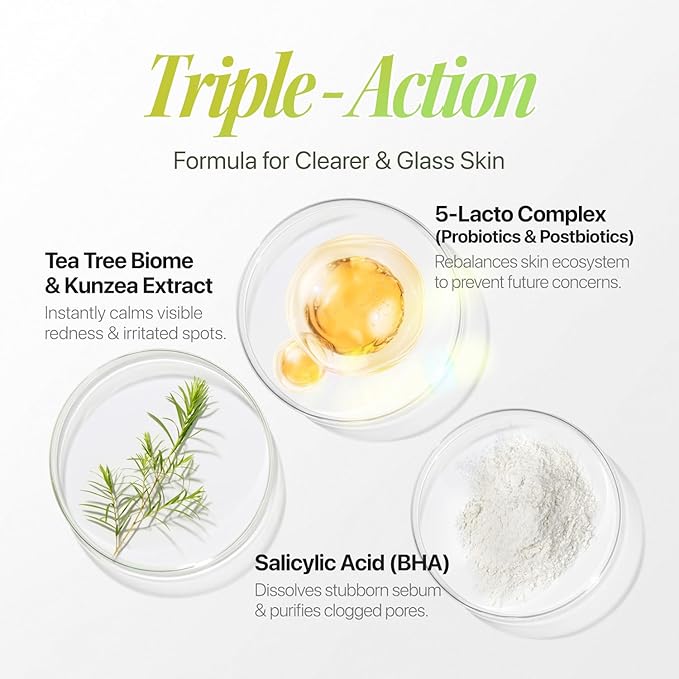 Trouble Serum | Tea Tree & Salicylic Acid Serum – Gentle Acne Treatment for Face, Calming Care for Acne-Prone & Oily Skin, Redness Relief & Barrier Support, Korean Skincare (1.01 fl.oz.)