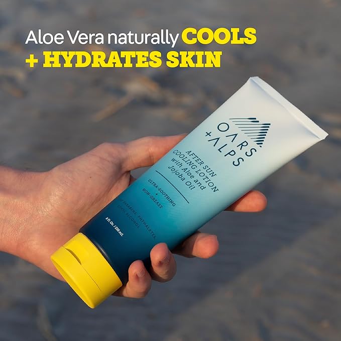 Oars + Alps After Sun Cooling Lotion, Includes Aloe Vera and Cucumber Extract for Sunburn Relief, Fresh Cut Aloe Scent, 8 Fl Oz