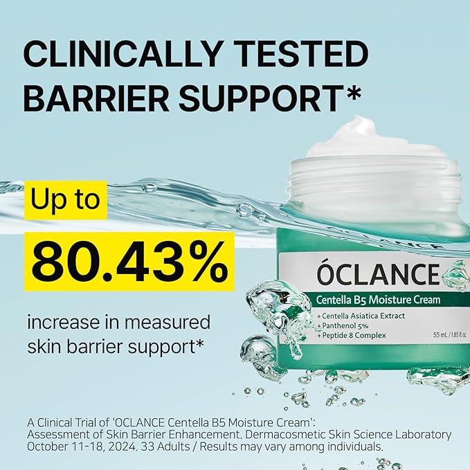 Centella B5 Calming Barrier Cream, Lightweight Non-Greasy Face Moisturizer for Sensitive Skin with Panthenol, Centella & 8-Peptide Complex, Fragrance-Free Korean Skincare, 1.85 fl oz (55ml)