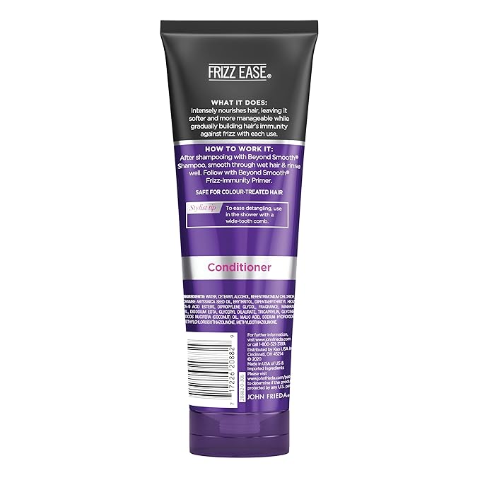 John Frieda Frizz Ease Beyond Smooth Conditioner, Anti-Humidity & Frizz-Resistant, Smooths Texture, Cleanses Unmanageable Hair, Infused with Pure Coconut Oil, 8.45 Oz