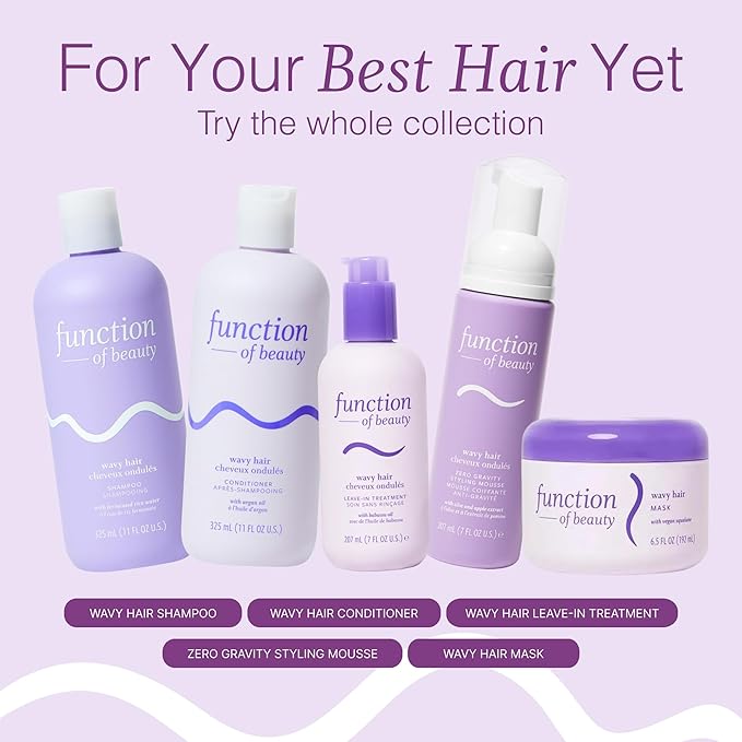 Function of Beauty Wavy Hair Mousse for Styling - Anti-Frizz Hair Styler Adds Volume & Defines Natural Waves - Volumizing & Texturizing Lightweight Styling Foam with Flexible Hold - Hair Care Products