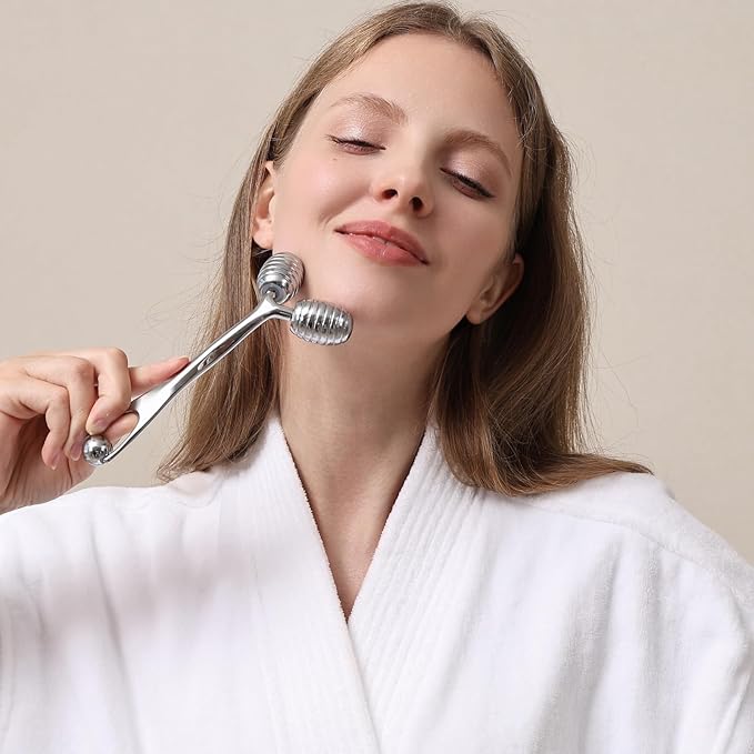 pfefe Facial Roller for Face and Eyes - Unbreakable Face Massager Tool for Beauty Routines, Esthetician Supplies Cold Roller for Puffiness, Wrinkles, Dark Circles