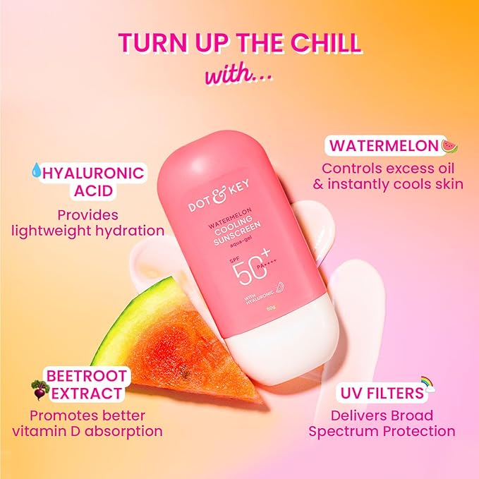 Dot & Key Watermelon Sunscreen SPF 50 PA++++ with Hyaluronic Acid, Broad Spectrum, 1.76 oz (50 g)