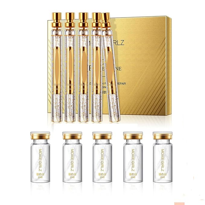 Soluble Protein Thread Lifting Set, Nano Gold Essence & Absorbable Collagen Silk Peptide Threads for Face, Hydrating Firming Skin Care Kit, Reduces Appearance of Fine Lines Wrinkles