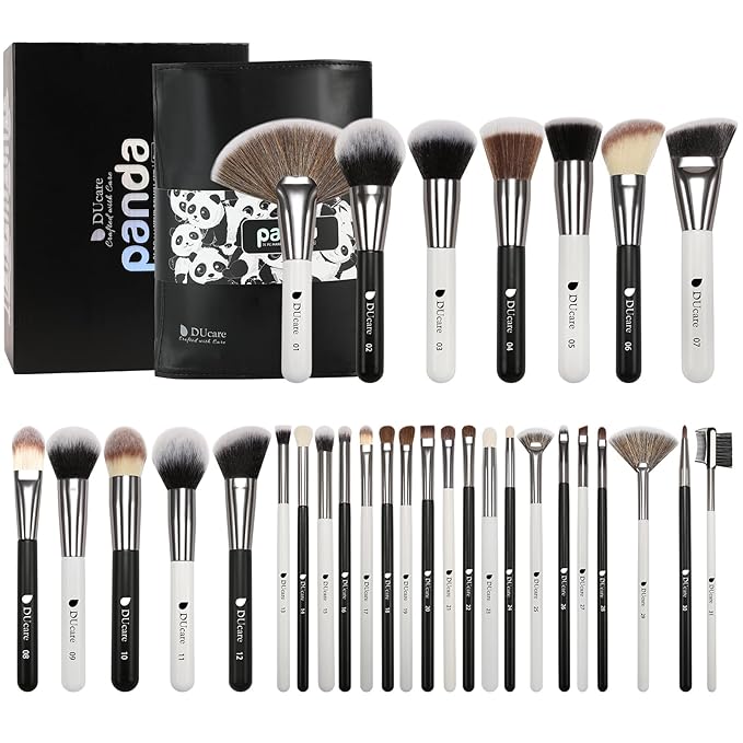 DUcare 31Pcs Pcs Pro Grade Makeup Brushes Set with Organizer Dense Ultra Soft Bristle Luxury Make up Brushes for Foundation,Face Blending Powder, Contour, Bronzer,Highlight, Concealer, Eyeshadow