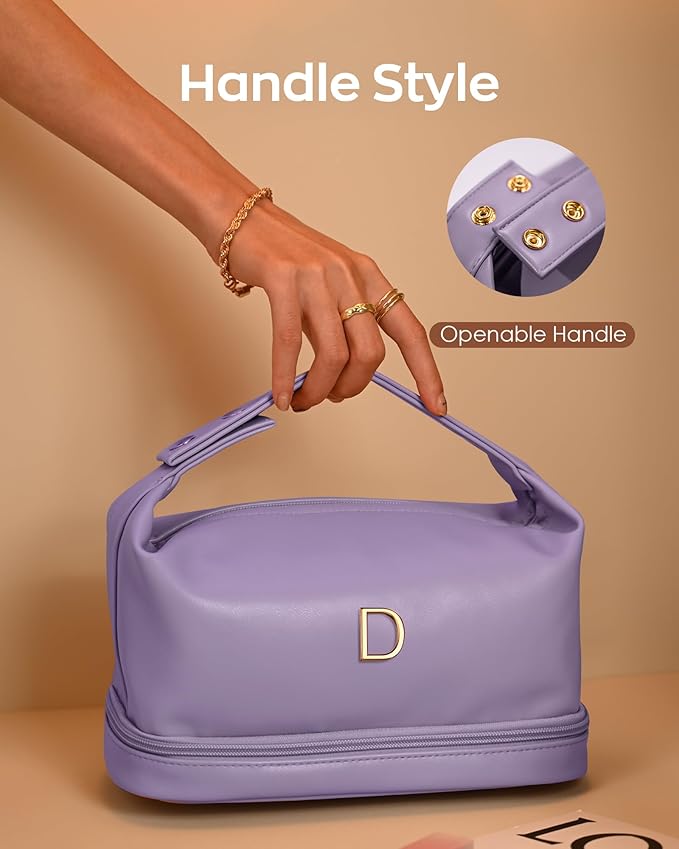 Bridal Gifts, Travel Makeup Bag, Personalized Double Layer Cosmetic Toiletry Bag White Makeup PU Bag Letter Bride Purse Waterproof Portable Zipper Wedding Bridesmaid Gift