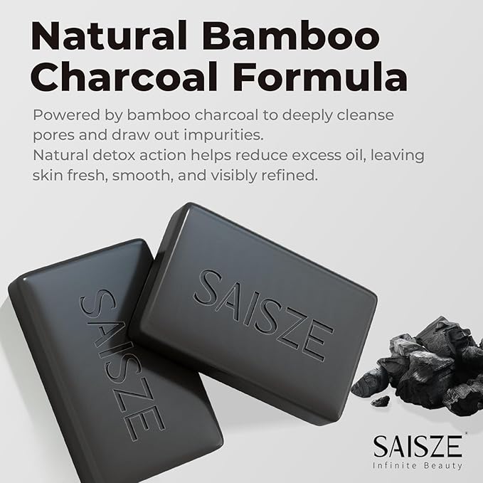 Activated Charcoal Soap Bar for Acne and Oil Skin, Natural Black Soap for Face and Body Paraben and Sulfate-Free, 8 Ounce