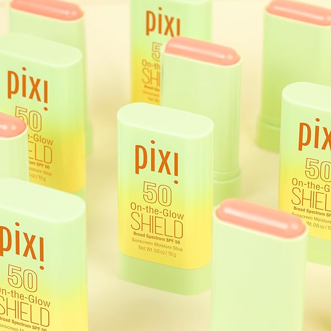 Pixi Beauty On-the-Glow SHIELD SPF 50 2-pack | Lightweight & Ultra-Hydrating Sunscreen Stick for Everyday Use | No White Cast | Travel Size, Vegan & Paraben-Free | 2x 0.6oz/19g