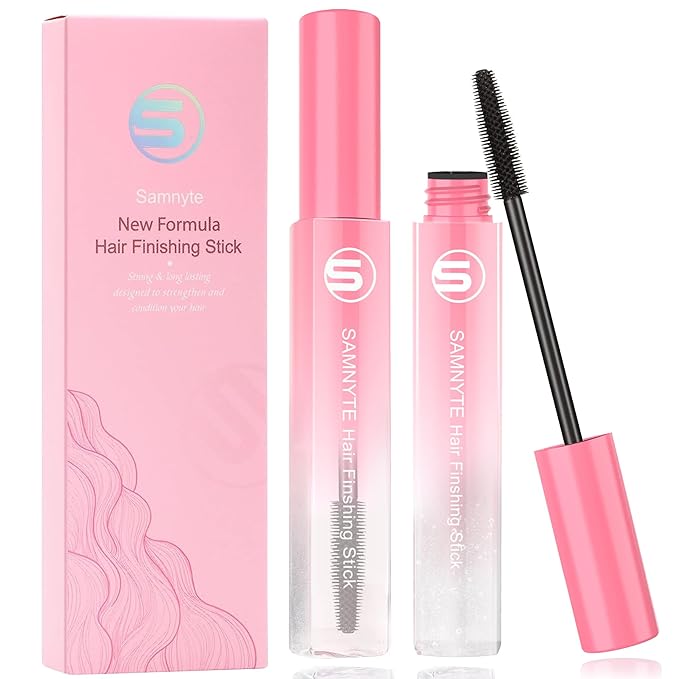 Hair Finishing Stick, 2pcs Hair Mascara for Flyaway Tamer, Fly Away Hair Tamer Stick for Enhance Gloss of Hair, Anti Frizz Broken Hair Baby Hair Flash Moment Flyaway Stick, Non-Greasy