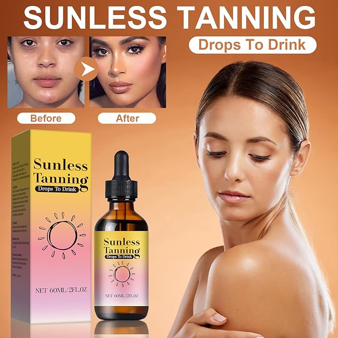 Sunless Tanning Drops to Drink, 60ML Promotes Skin Health and Pigmentation, Natural Sunless Self Tanner for Radiant Skin Tone, Nourishing And Moisturizing, No Sun Exposure Needed - 1 PCS