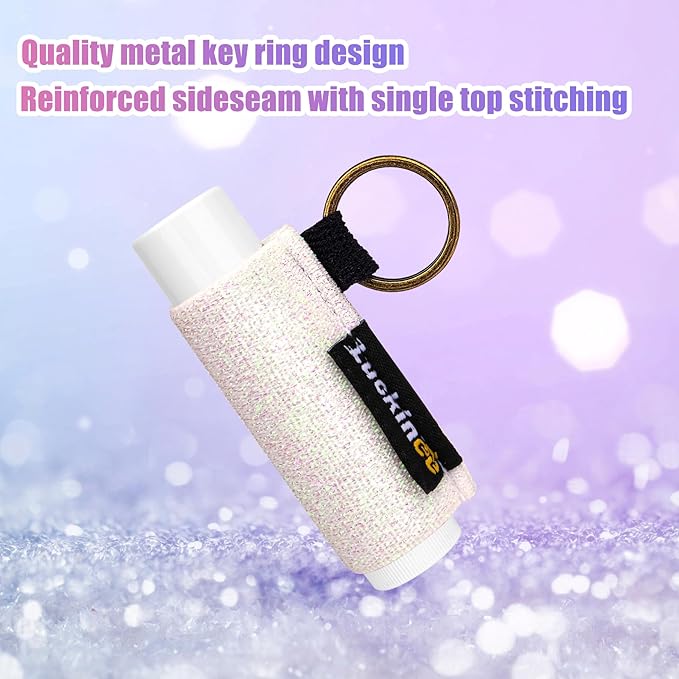 5PCS Lip Balm Holder Keychain Lip Gloss Keychain Holder Lipstick Keychain Holder Lip Balm Pouch Compatible with ChapStick Key Chain, Burt's Bees-Christmas Stocking Stuffers Gifts