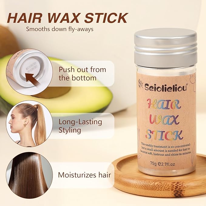 Seiolieliou 4-in-1 Hair Styling Cream Set, Hair Finishing Stick, Hair Wax Stick, Boar Bristle Brush & 3 Combs Set | All-in-One Professional Hair Styling Kit for Frizz Control, Shine & Hold