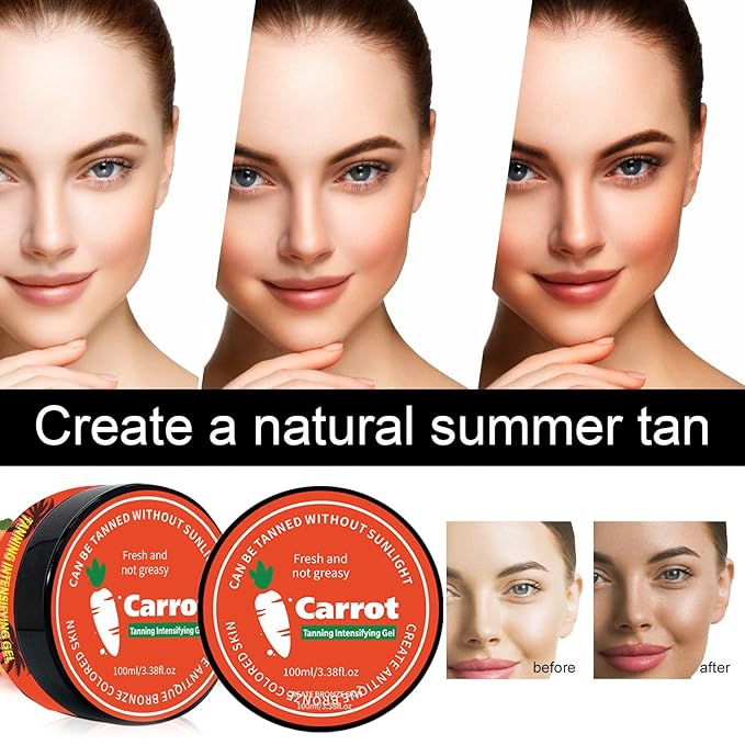 Generic Carotene Tanning Gel, Carrot Tanning Gel, Luxury Intensive Tanning Gel, Tanning Accelerator Cream Gel for Natural Tan Skin, Tanning Gel for Outdoor Sun & Sunbeds (1PC)