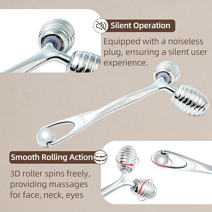 pfefe Facial Roller for Face and Eyes - Unbreakable Face Massager Tool for Beauty Routines, Esthetician Supplies Cold Roller for Puffiness, Wrinkles, Dark Circles