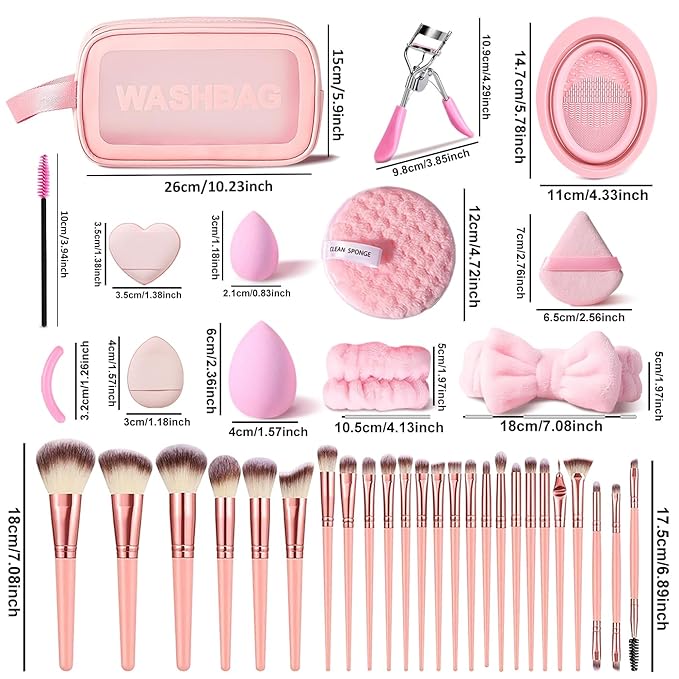 HGHDBT 65Pcs Pink Makeup Brushes Set Professional Makeup Kit Multi-functional Makeup Tool Set with Case Facial Makeup Accessories, Foundation Makeup Brush Kit Eye and Face Make up Brushes & Tools