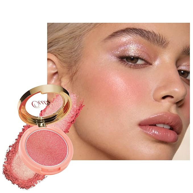 Oulac Luminous Blush Makeup Glow Coral Gold|Subtle Shimmery Creamy Powdery Blush Highlighter Cheek| Pigmented&Blendable | Light to Medium Skin Tone| Vegan & Cruelty-Free| 4.8g F03