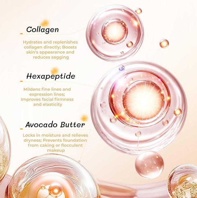 Collagen Tinted Moisturizer - Dewy Bare Tinted Foundation Hydrator Second Skin 2-Minute Natural Makeup Routine, Tinted Face Cream Lightweight Buildable Coverage Non-Greasy Glow Booster