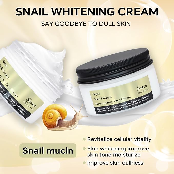 Snail Mucin Cream, Revitalizing Hydrating Moisturizer for All Skin Types, Enriched with Snail Extract for Radiant Smooth Skin Ideal for Dry and Dull Complexions